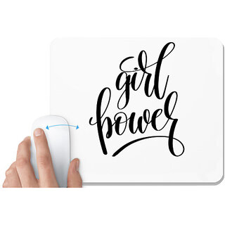                       UDNAG White Mousepad 'Girl power' for Computer / PC / Laptop [230 x 200 x 5mm]                                              