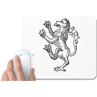                       UDNAG White Mousepad 'Lion' for Computer / PC / Laptop [230 x 200 x 5mm]                                              