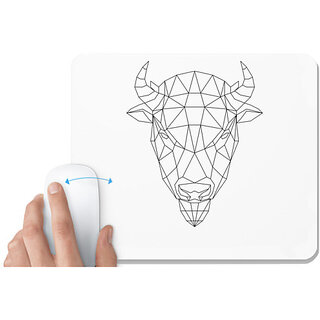                       UDNAG White Mousepad 'Geometry | Bison Head Geometry' for Computer / PC / Laptop [230 x 200 x 5mm]                                              