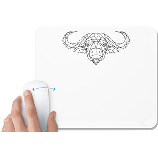                       UDNAG White Mousepad 'Geometry | Buffalo Head Geometry' for Computer / PC / Laptop [230 x 200 x 5mm]                                              