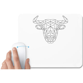                       UDNAG White Mousepad 'Geometry | Bull Head Geometry' for Computer / PC / Laptop [230 x 200 x 5mm]                                              