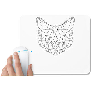                       UDNAG White Mousepad 'Geometry | Cat Head' for Computer / PC / Laptop [230 x 200 x 5mm]                                              