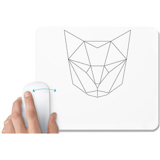                       UDNAG White Mousepad 'Geometry | Cat Head Geometry' for Computer / PC / Laptop [230 x 200 x 5mm]                                              