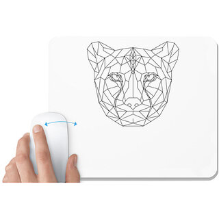                       UDNAG White Mousepad 'Geometry | Cheetah Head Geometry' for Computer / PC / Laptop [230 x 200 x 5mm]                                              