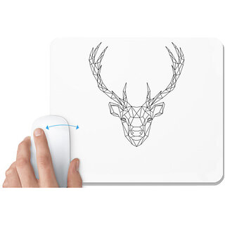                       UDNAG White Mousepad 'Geometry | Deer Head Geometry' for Computer / PC / Laptop [230 x 200 x 5mm]                                              