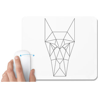                       UDNAG White Mousepad 'Geometry | Dog Head Geometry' for Computer / PC / Laptop [230 x 200 x 5mm]                                              