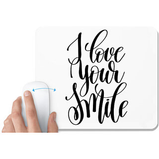                       UDNAG White Mousepad 'I love your smile' for Computer / PC / Laptop [230 x 200 x 5mm]                                              