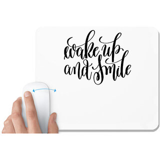                       UDNAG White Mousepad 'Wakeup and smile' for Computer / PC / Laptop [230 x 200 x 5mm]                                              