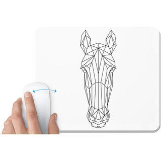                       UDNAG White Mousepad 'Geometry | Horse head geometry' for Computer / PC / Laptop [230 x 200 x 5mm]                                              