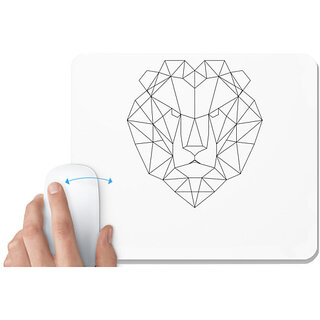                       UDNAG White Mousepad 'Geometry | Lion Head Geometry' for Computer / PC / Laptop [230 x 200 x 5mm]                                              