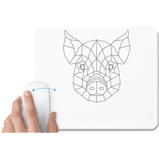                      UDNAG White Mousepad 'Geometry | Pig Head Geometry' for Computer / PC / Laptop [230 x 200 x 5mm]                                              