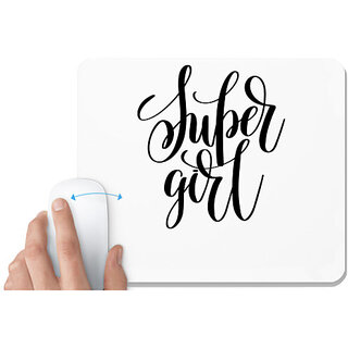                       UDNAG White Mousepad 'Super girl' for Computer / PC / Laptop [230 x 200 x 5mm]                                              