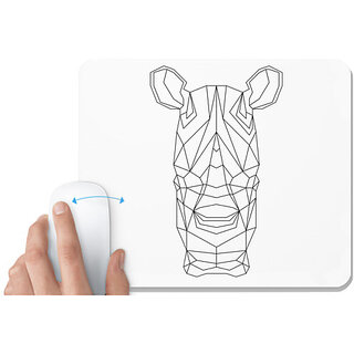                       UDNAG White Mousepad 'Geometry | Rhino Head Geometry' for Computer / PC / Laptop [230 x 200 x 5mm]                                              
