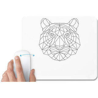                       UDNAG White Mousepad 'Geometry | Tiger Head geometry' for Computer / PC / Laptop [230 x 200 x 5mm]                                              