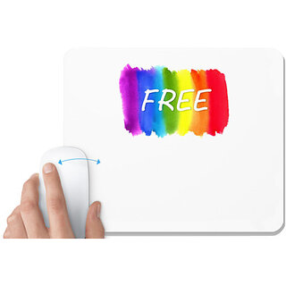                       UDNAG White Mousepad 'Free | LGBTQ illustration' for Computer / PC / Laptop [230 x 200 x 5mm]                                              