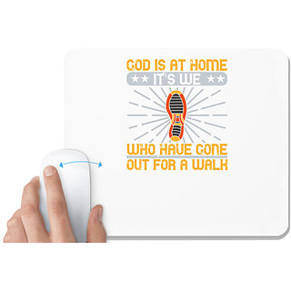                       UDNAG White Mousepad 'Walking | is at home' for Computer / PC / Laptop [230 x 200 x 5mm]                                              