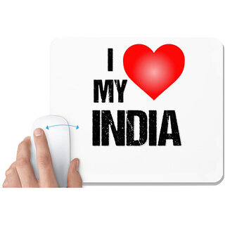                       UDNAG White Mousepad 'INDIA I love My INDIA' for Computer / PC / Laptop [230 x 200 x 5mm]                                              
