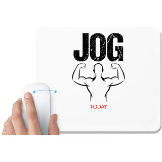                       UDNAG White Mousepad 'Gym | Jog' for Computer / PC / Laptop [230 x 200 x 5mm]                                              