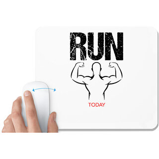                       UDNAG White Mousepad 'Gym | Run' for Computer / PC / Laptop [230 x 200 x 5mm]                                              