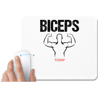                       UDNAG White Mousepad 'Gym | Biceps' for Computer / PC / Laptop [230 x 200 x 5mm]                                              