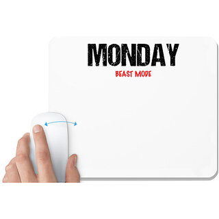                       UDNAG White Mousepad 'Beast Mode | Monday Beast mode' for Computer / PC / Laptop [230 x 200 x 5mm]                                              