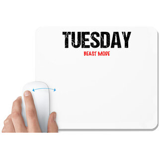                       UDNAG White Mousepad 'Beast Mode | Tuesday Beast mode' for Computer / PC / Laptop [230 x 200 x 5mm]                                              