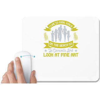                       UDNAG White Mousepad 'Walking | I like to cook walk on the beach' for Computer / PC / Laptop [230 x 200 x 5mm]                                              