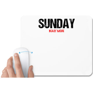                       UDNAG White Mousepad 'Beast Mode | Sunday Beast mode' for Computer / PC / Laptop [230 x 200 x 5mm]                                              