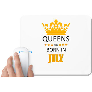                       UDNAG White Mousepad 'Birthday | Queens are born in July' for Computer / PC / Laptop [230 x 200 x 5mm]                                              