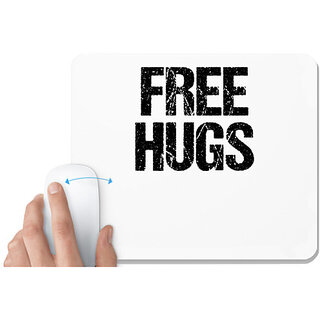                       UDNAG White Mousepad 'Hug | Free Hugs' for Computer / PC / Laptop [230 x 200 x 5mm]                                              