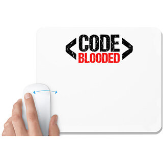                       UDNAG White Mousepad 'Coder | Code blooded' for Computer / PC / Laptop [230 x 200 x 5mm]                                              