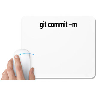                      UDNAG White Mousepad 'Coder | git commit -m' for Computer / PC / Laptop [230 x 200 x 5mm]                                              