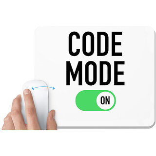                       UDNAG White Mousepad 'Coder | Code Mode On' for Computer / PC / Laptop [230 x 200 x 5mm]                                              