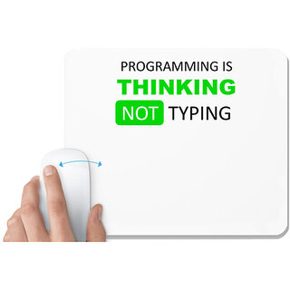 UDNAG White Mousepad 'Coder | Programming thinking not typing' for Computer / PC / Laptop [230 x 200 x 5mm]