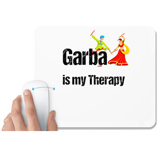                       UDNAG White Mousepad 'Gujju | garba is my Therapy' for Computer / PC / Laptop [230 x 200 x 5mm]                                              