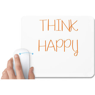                       UDNAG White Mousepad 'Think Happy' for Computer / PC / Laptop [230 x 200 x 5mm]                                              