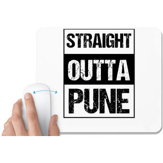                       UDNAG White Mousepad 'Pune | Straight outta Pune' for Computer / PC / Laptop [230 x 200 x 5mm]                                              