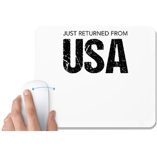                       UDNAG White Mousepad 'USA | Just Returned from USA' for Computer / PC / Laptop [230 x 200 x 5mm]                                              