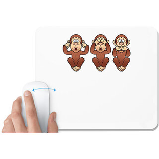                       UDNAG White Mousepad '3 Bandars' for Computer / PC / Laptop [230 x 200 x 5mm]                                              