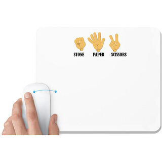                       UDNAG White Mousepad 'Stone Paper Scissor' for Computer / PC / Laptop [230 x 200 x 5mm]                                              