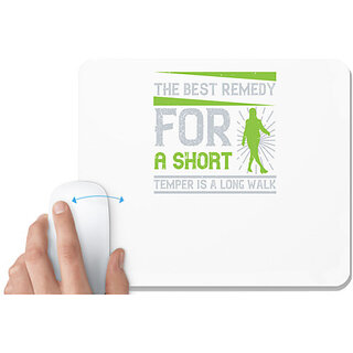                       UDNAG White Mousepad 'Walking | The best remedy for a short temper' for Computer / PC / Laptop [230 x 200 x 5mm]                                              