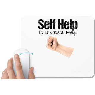                       UDNAG White Mousepad 'Self Help | Self help is the best help' for Computer / PC / Laptop [230 x 200 x 5mm]                                              