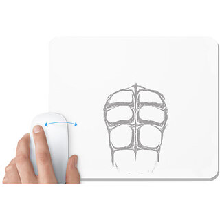                       UDNAG White Mousepad 'Gym | Six pack abs' for Computer / PC / Laptop [230 x 200 x 5mm]                                              