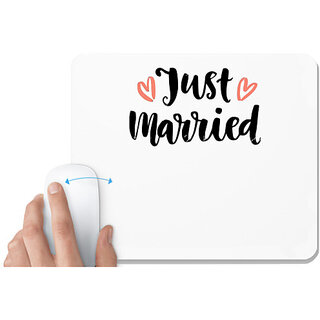                       UDNAG White Mousepad 'Love | Just Married' for Computer / PC / Laptop [230 x 200 x 5mm]                                              