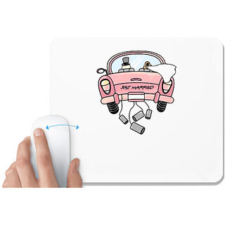                       UDNAG White Mousepad 'Love Couple | Just Married' for Computer / PC / Laptop [230 x 200 x 5mm]                                              