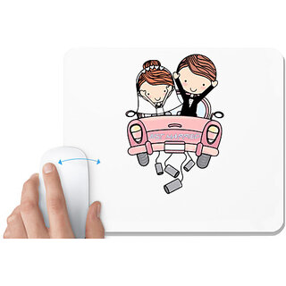                       UDNAG White Mousepad 'Couple wedding | Just Married' for Computer / PC / Laptop [230 x 200 x 5mm]                                              