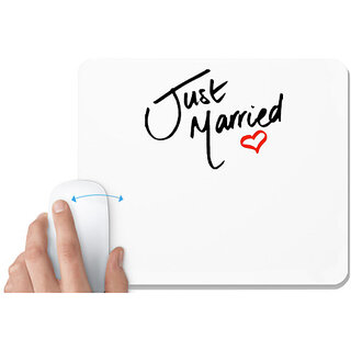                       UDNAG White Mousepad 'Couple | Just Married Love' for Computer / PC / Laptop [230 x 200 x 5mm]                                              