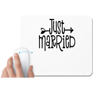                       UDNAG White Mousepad 'Wedding Couple | Just Married' for Computer / PC / Laptop [230 x 200 x 5mm]                                              