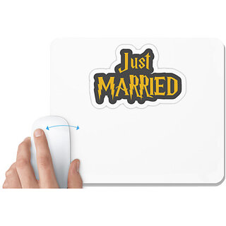                      UDNAG White Mousepad 'Couple | Just Marriedd' for Computer / PC / Laptop [230 x 200 x 5mm]                                              