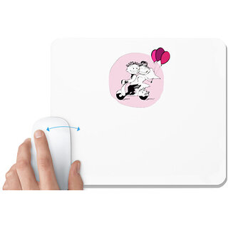                       UDNAG White Mousepad 'Couple | Just Married couple on scooter' for Computer / PC / Laptop [230 x 200 x 5mm]                                              